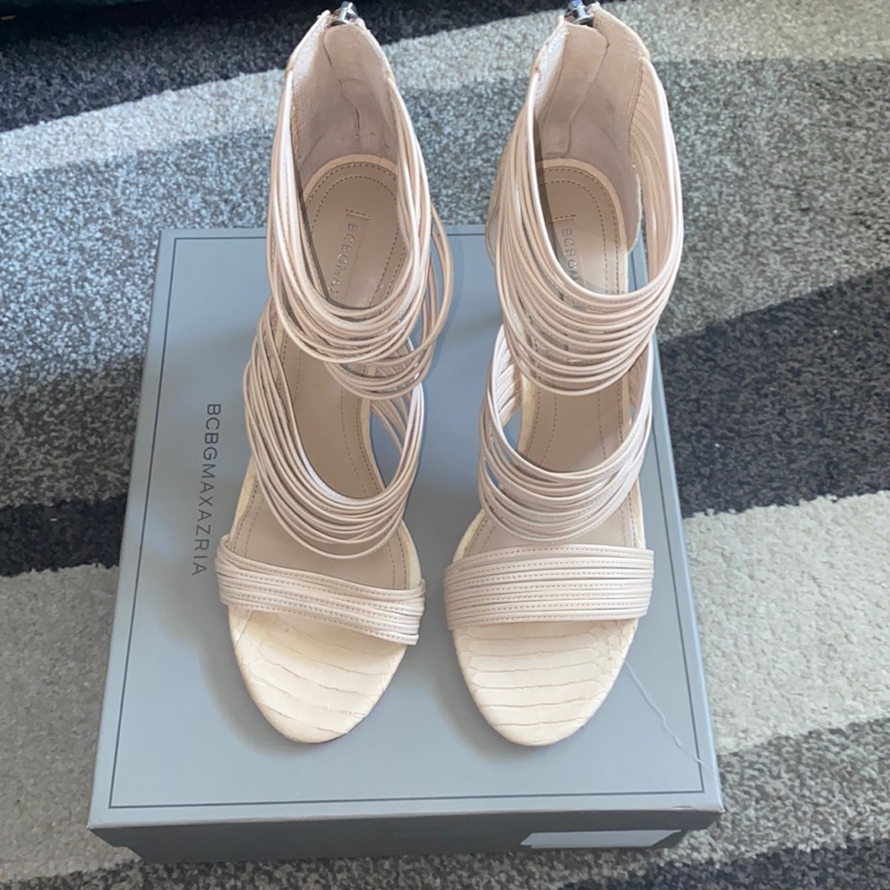 BCBGMaxAzria Nude Strappy High Heel Sandals